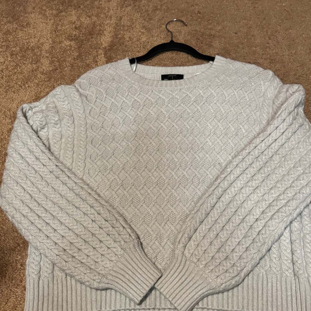 Tahari Textured Cable Knit Sweater Pale Sand Size S